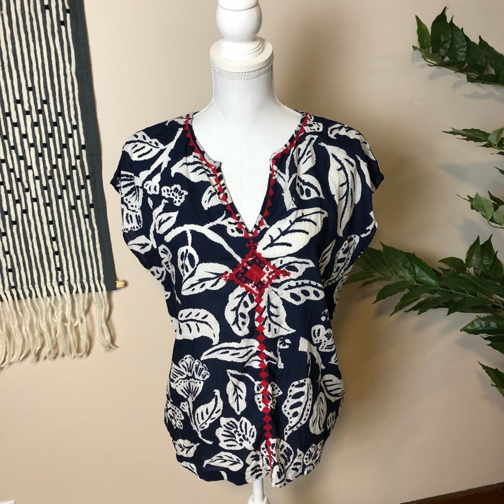 Lucky Brand Light linen Blue Palm Print Shirt